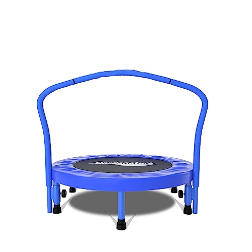 36'' Toddler Trampoline with Safety Handle for Kids Age 2-5, Garden Jump Safely, Mini Toddlers Trampoline with Safety Padded Cover - Blue